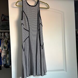 Karen Kane Navy and White Striped Midi Dress